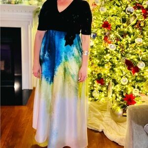 Princess Tea-Length Satin Cocktail Skirt Dress.